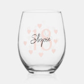 Gelukkige verjaardag roze en zwart gepersonaliseer wijnglas zonder voet (Voorkant)