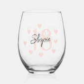 Gelukkige verjaardag roze en zwart gepersonaliseer wijnglas zonder voet (Achterkant)