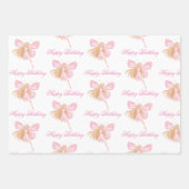 Gelukkige verjaardag roze fee patroon meisje schat inpakpapier vel (Voorkant)