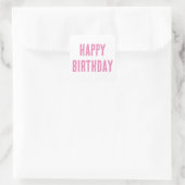 Gelukkige Verjaardag Roze Girly Custom Kleur 2025 Vierkante Sticker (Tas)