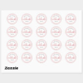 Gelukkige Verjaardag Roze Glitter Script Witte Str Ronde Sticker (Vel)