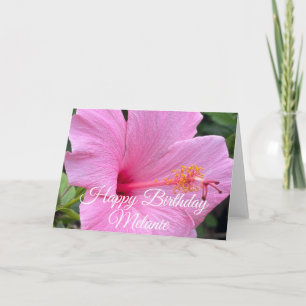 Gelukkige verjaardag Roze Hibiscus Bloei Kaart