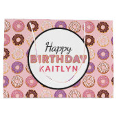 GELUKKIGE VERJAARDAG roze ijsdonuts patroon met na Groot Cadeauzakje (Achterkant)