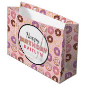 GELUKKIGE VERJAARDAG roze ijsdonuts patroon met na Groot Cadeauzakje (Voorkant Gekanteld)