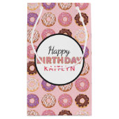 GELUKKIGE VERJAARDAG roze ijsdonuts patroon met na Klein Cadeauzakje (Achterkant)