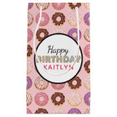 GELUKKIGE VERJAARDAG roze ijsdonuts patroon met na Klein Cadeauzakje (Voorkant)