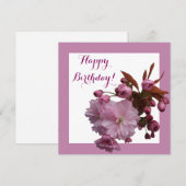 Gelukkige verjaardag  roze kersenbloesem bloemen feestdagenkaart (Voorkant / Achterkant)