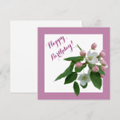 Gelukkige verjaardag  roze kersenbloesem bloemen feestdagenkaart (Voorkant / Achterkant)