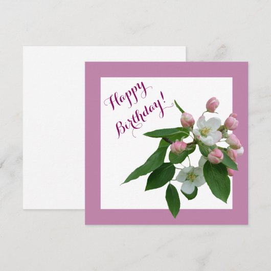 Gelukkige verjaardag  roze kersenbloesem bloemen feestdagenkaart (Voorkant / Achterkant)
