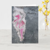 Gelukkige Verjaardag (roze kleding) Kaart (Gele Bloem)