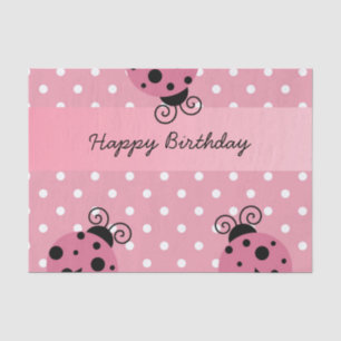 Gelukkige Verjaardag Roze Ladybug Polka Dot Tissue Tissuepapier