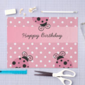 Gelukkige Verjaardag Roze Ladybug Polka Dot Tissue Tissuepapier (Craft)