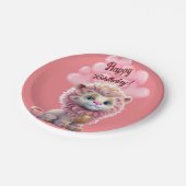 Gelukkige Verjaardag Roze Leeuw Papieren Bordje (Gekanteld)