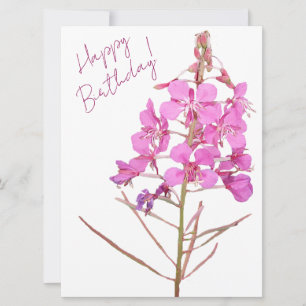 Gelukkige verjaardag  roze minimalistische bloem feestdagenkaart