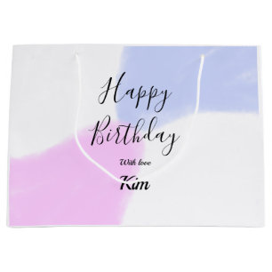 Gelukkige verjaardag roze paarse pastel naam eenvo groot cadeauzakje