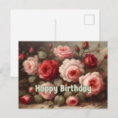 Gelukkige Verjaardag Roze, Rode Rozen Briefkaart (Voorkant / Achterkant)