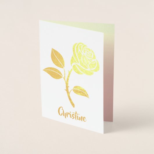 Gelukkige verjaardag. Roze Rose Real Folie Luxe Ka Folie Kaarten (Voorkant)