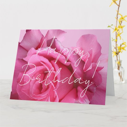 Gelukkige verjaardag  roze rozen elegant stijlvol kaart (Gele Bloem)