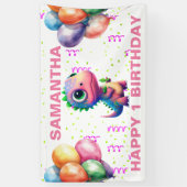 GELUKKIGE VERJAARDAG ROZE T REX Banner (Verticaal)