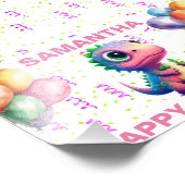 GELUKKIGE VERJAARDAG ROZE T REX FOTO AFDRUK (Hoek)