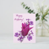 Gelukkige verjaardag roze tulp bloemenmooi briefkaart (Staand voorkant)
