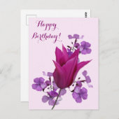 Gelukkige verjaardag roze tulp bloemenmooi briefkaart (Voorkant / Achterkant)