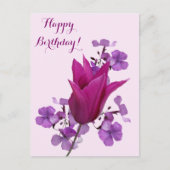 Gelukkige verjaardag roze tulp bloemenmooi briefkaart (Voorkant)