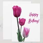 Gelukkige verjaardag  roze tulp mooie bloemen feestdagenkaart (Voorkant / Achterkant)