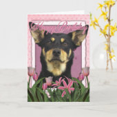 Gelukkige Verjaardag - Roze Tulpen - Australische  Kaart (Gele Bloem)
