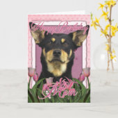 Gelukkige Verjaardag - Roze Tulpen - Australische  Kaart (Gele Bloem)