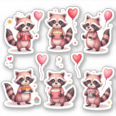 Gelukkige Verjaardag Roze Wasberen Cake Ballonnen  Sticker (Voorkant)