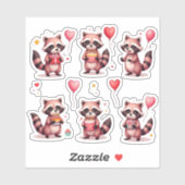 Gelukkige Verjaardag Roze Wasberen Cake Ballonnen  Sticker (Vel)