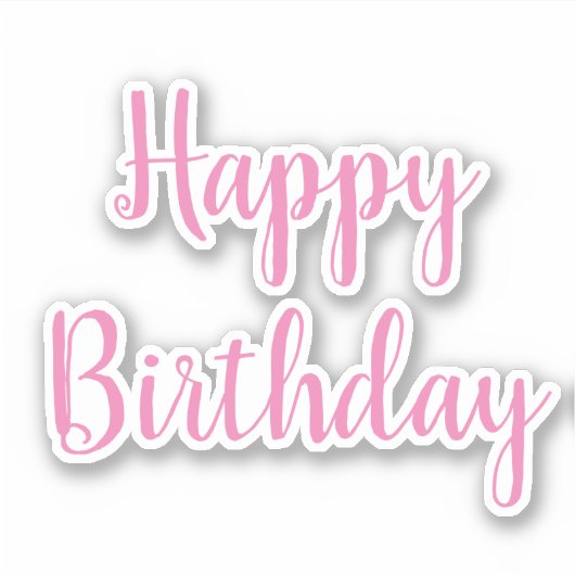 Gelukkige Verjaardag Roze Wit Meisjes Partij Custo Sticker (Voorkant)
