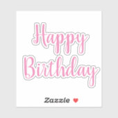 Gelukkige Verjaardag Roze Wit Meisjes Partij Custo Sticker (Vel)