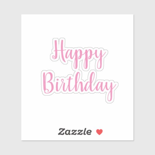 Gelukkige Verjaardag Roze Wit Trendy Koel Eenvoudi Sticker (Vel)