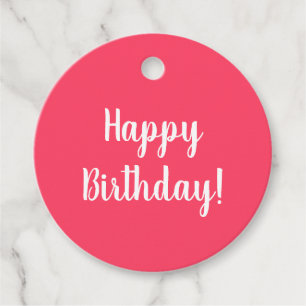 Gelukkige Verjaardag Roze Wit Typografie Gift Bedankjes Labels