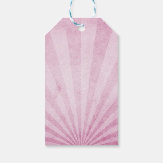 Gelukkige Verjaardag Roze Zonnestralen met een Sha Cadeaulabel (Achterkant)