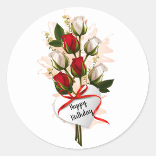 Gelukkige Verjaardag Rozen Klassieke Ronde Sticker