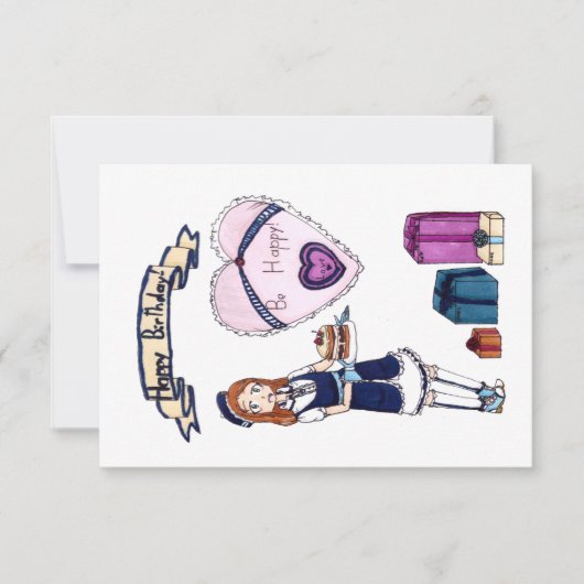 Gelukkige verjaardag  RSVP kaartje (Voorkant)