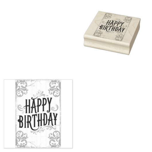 gelukkige verjaardag rubberstempel (Gestempeld)