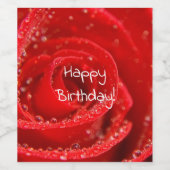 Gelukkige verjaardag Ruby rode roos Wijn Etiket (Enkel label)