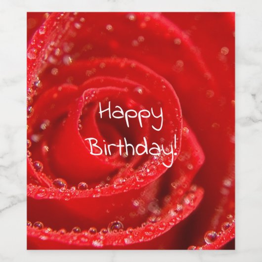 Gelukkige verjaardag Ruby rode roos Wijn Etiket (Enkel label)