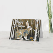 Gelukkige Verjaardag Rustiek Artistiek Konijn Bedankkaart (Voorkant)