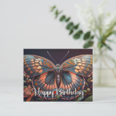 Gelukkige Verjaardag Rustiek Mooie Vlinderkunst Feestdagenkaart (Staand voorkant)