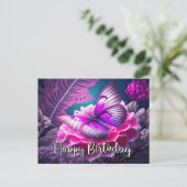 Gelukkige Verjaardag Rustiek Resten Vlinderontwerp Feestdagenkaart (Staand voorkant)