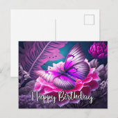 Gelukkige Verjaardag Rustiek Resten Vlinderontwerp Feestdagenkaart (Voorkant / Achterkant)
