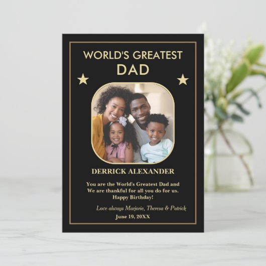 Gelukkige verjaardag 's werelds grootste vader fot (Staand voorkant)