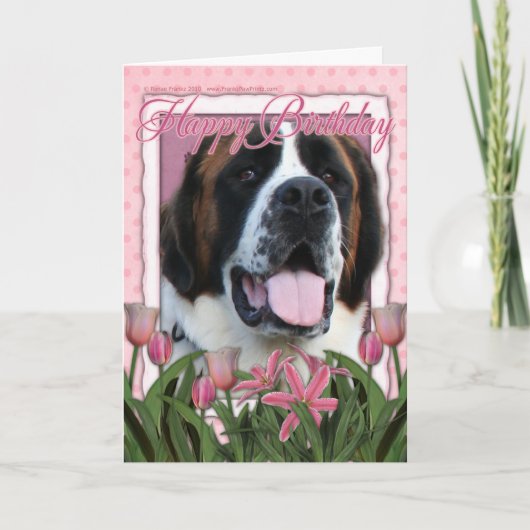 Gelukkige Verjaardag - Saint Bernard - Mae Kaart (Voorkant)