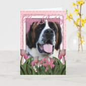 Gelukkige Verjaardag - Saint Bernard - Mae Kaart (Gele Bloem)