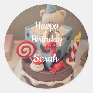 Gelukkige verjaardag Sarah Ronde Sticker